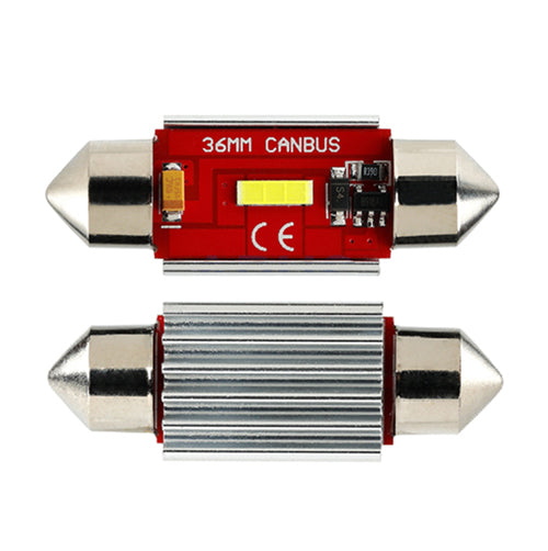 Festoon LED Bulbs 36 mm 2W CAN bus 12V 6000K (Pair) - CarSense