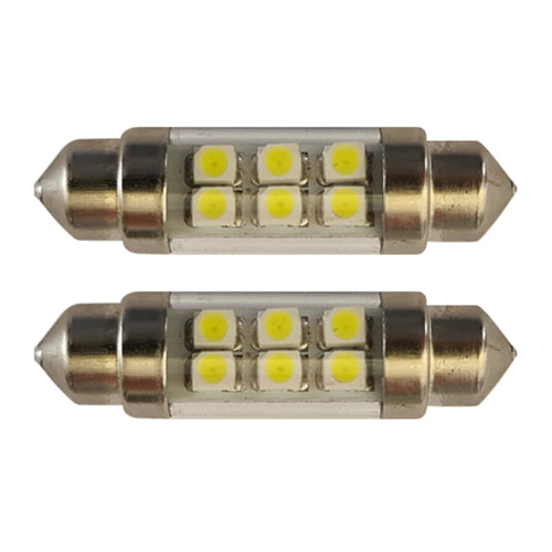 Festoon LED Bulbs 39 mm 6 LEDs 12V 6000K (Pair) - CarSense