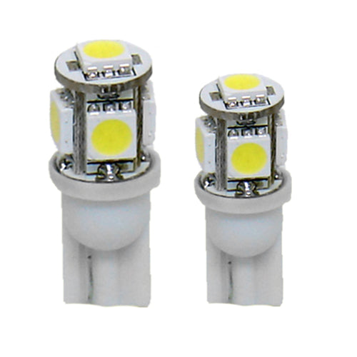 W5W T10 LED Bulbs 5 LEDs 12V 6000K (Pair) - CarSense