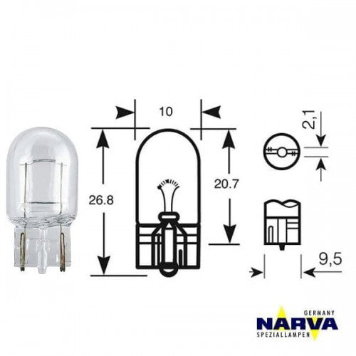 W3W W2.1x9.5d Wedge Bulb 12V 3W (Pair) - Narva