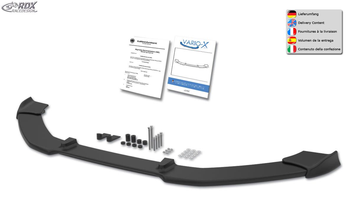 RDX VARIO-X front lip splitter for the Opel / Vauxhall Corsa D OPC Nürburgring Edition facelift (2010+), also for cars with the OPC front bumper and NRE lip – image 3 of 3