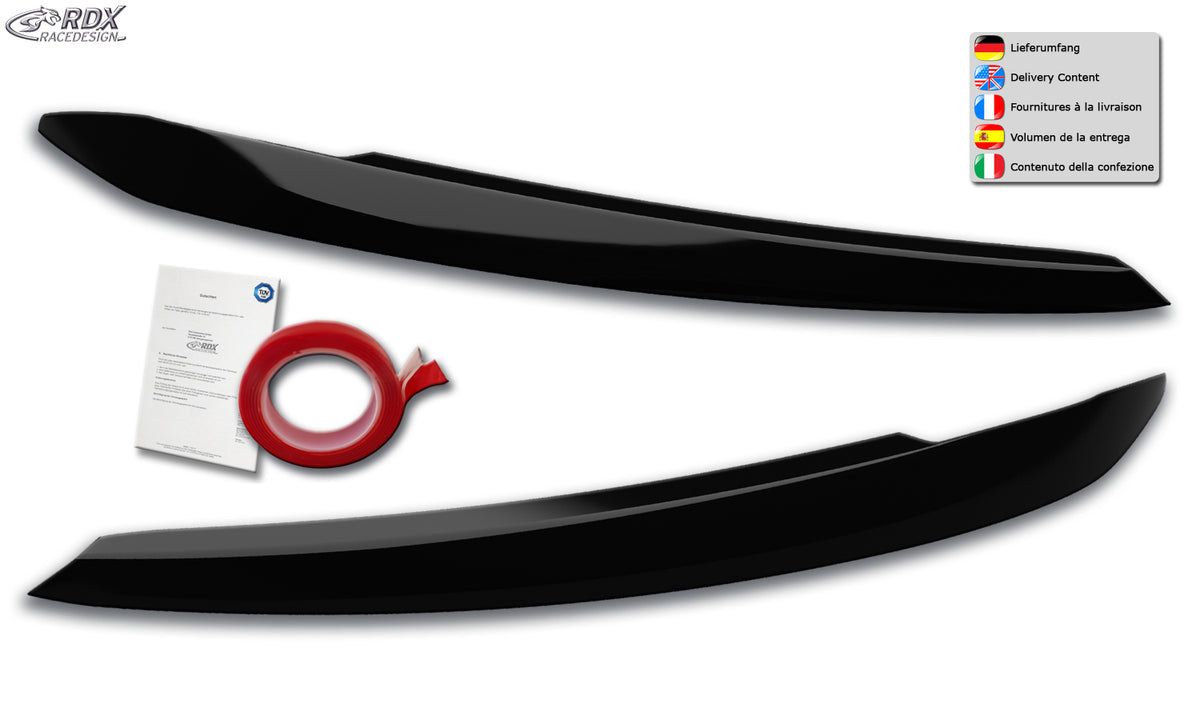 RDX gloss black headlight covers for the VW Touran 5T (2015+) with halogen headlights – image 1 of 1