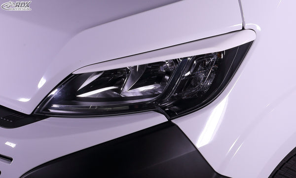 Headlight Covers for FIAT Ducato (2014+) & CITROEN Jumper / Relay (2014+) & OPEL / VAUXHALL Movano (2021+) & PEUGEOT Boxer (2014+) & TOYOTA ProAce Max (2024+) & IVECO eSuperJolly (2026+) & RAM ProMaster (2013+) white highgloss - RDX