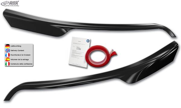 Pestañas de faros para FORD Transit (2014-actualidad) para faros halógenos plateados negro brillo - RDX