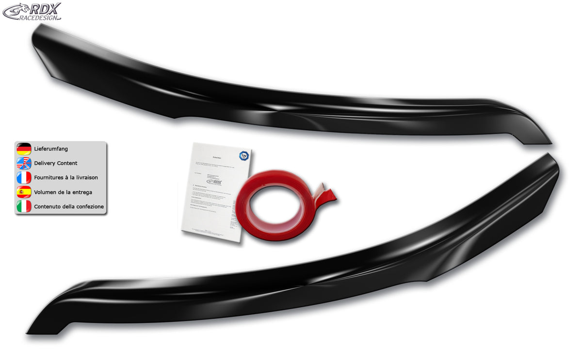 RDX gloss black headlight covers for the Ford Transit (2014+) with xenon or black halogen headlights – image 1 of 2
