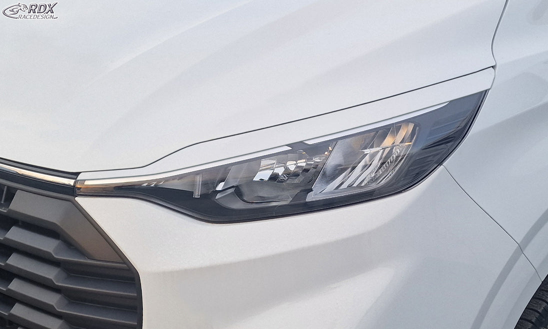 RDX gloss white headlight covers for the Ford Transit Custom and Tourneo Custom (2023+) with halogen headlights – image 2 of 2