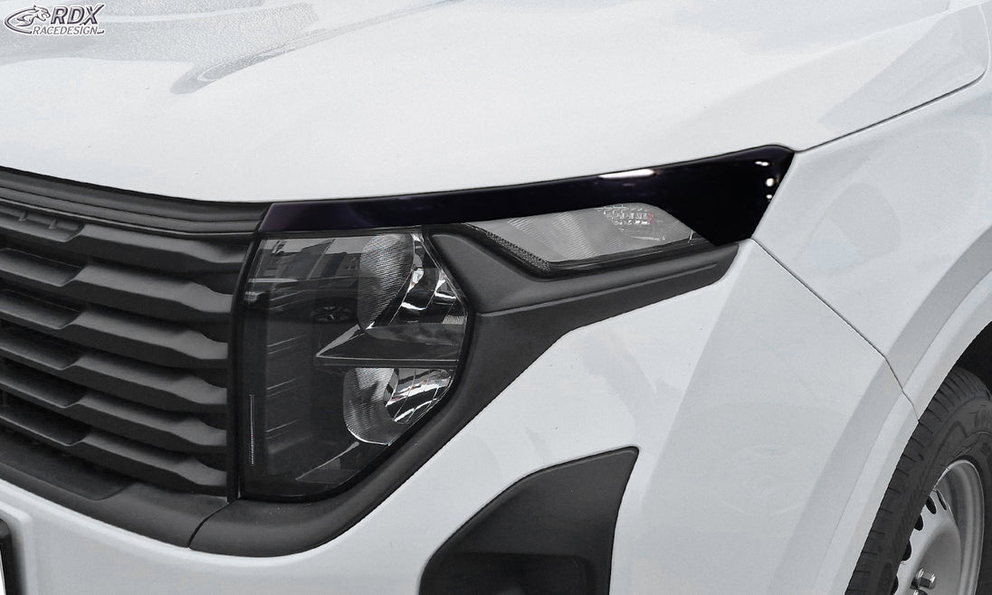 RDX gloss black headlight covers for the Ford Transit Courier and Tourneo Courier N1P / N3P (2024+) without LED daytime running lights – image 1 of 3