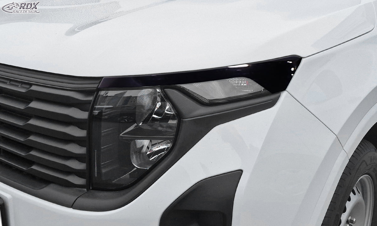 RDX gloss black headlight covers for the Ford Transit Courier and Tourneo Courier N1P / N3P (2024+) without LED daytime running lights – image 1 of 3