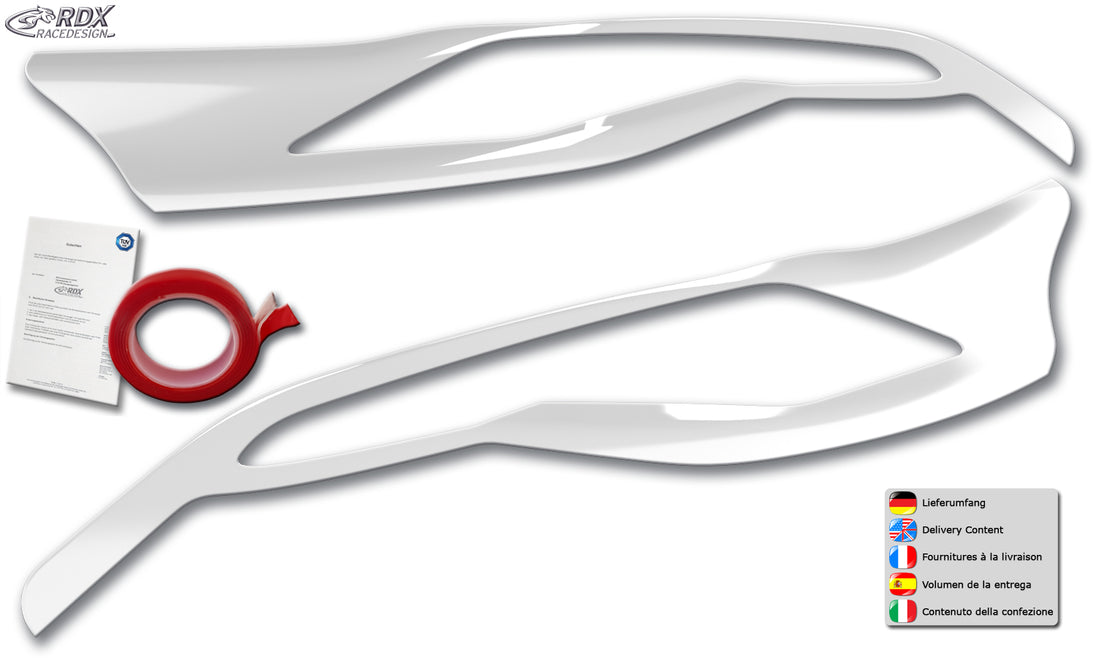 RDX gloss white headlight covers for the Ford Transit Custom and Tourneo Custom (2012–2018) – image 4 of 4