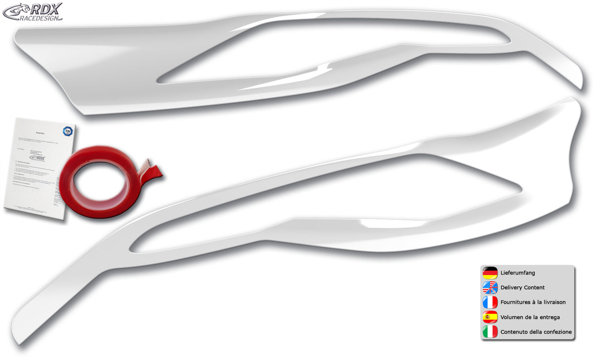RDX gloss white headlight covers for the Ford Transit Custom and Tourneo Custom (2012–2018) – image 4 of 4