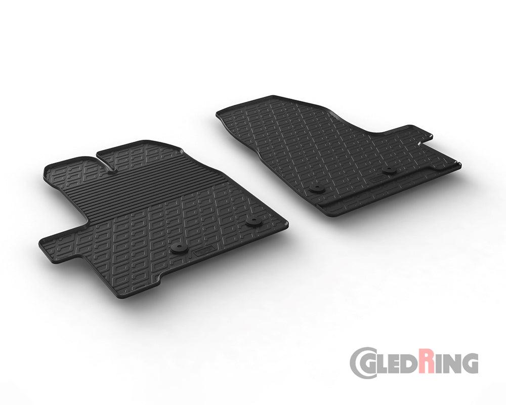 Rubber Car Mats Ford Transit Custom MK1 (2018–2022) Manual, Front Seats Only - GledRing