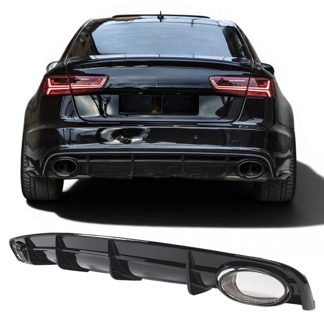 Rear Diffuser + Exhaust Tips Audi A6 C7 (2015-2018)