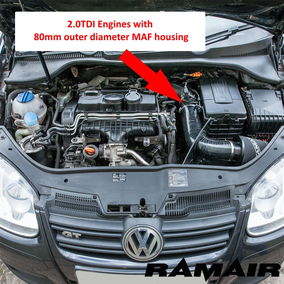 Intake Kit VW Golf 5 / Golf 6, Audi A3 8P & Seat Leon 1P 1.9 / 2.0 TDI – Ramair JSK-120-BK – image 4
