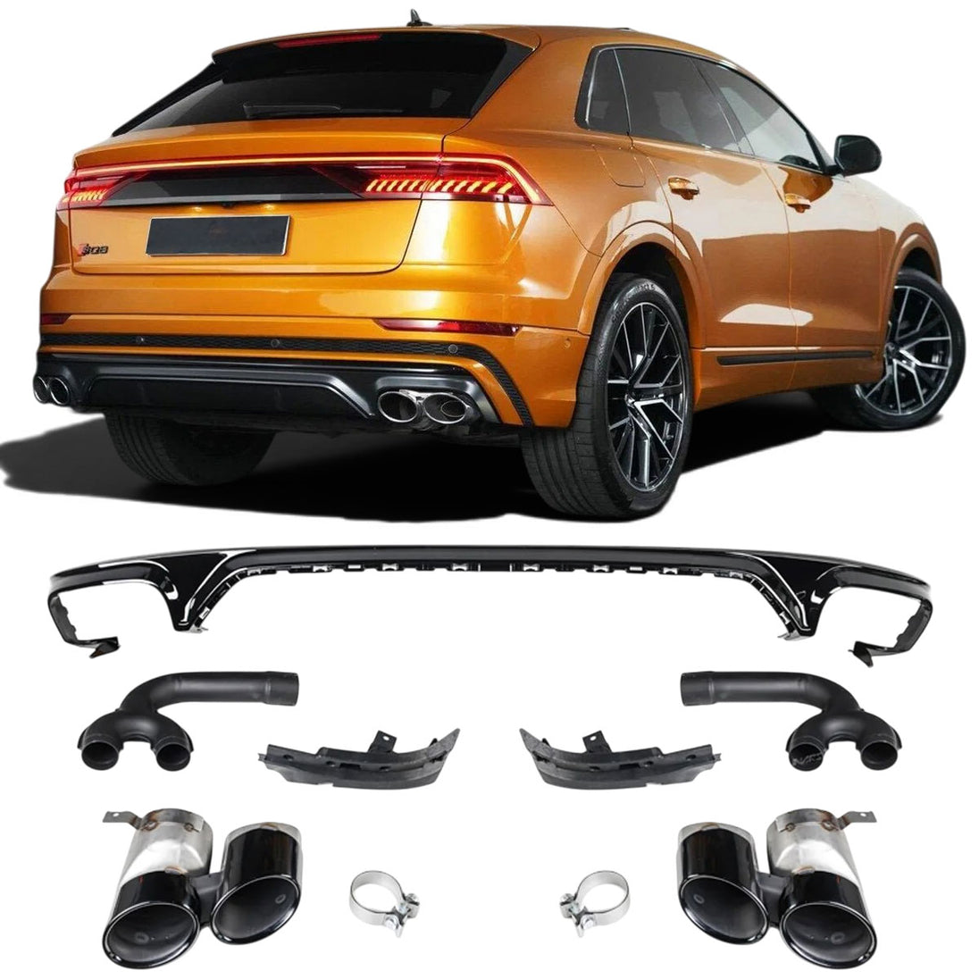 Rear Diffuser + Exhaust Tips Audi Q8 F1 (2018-2023)
