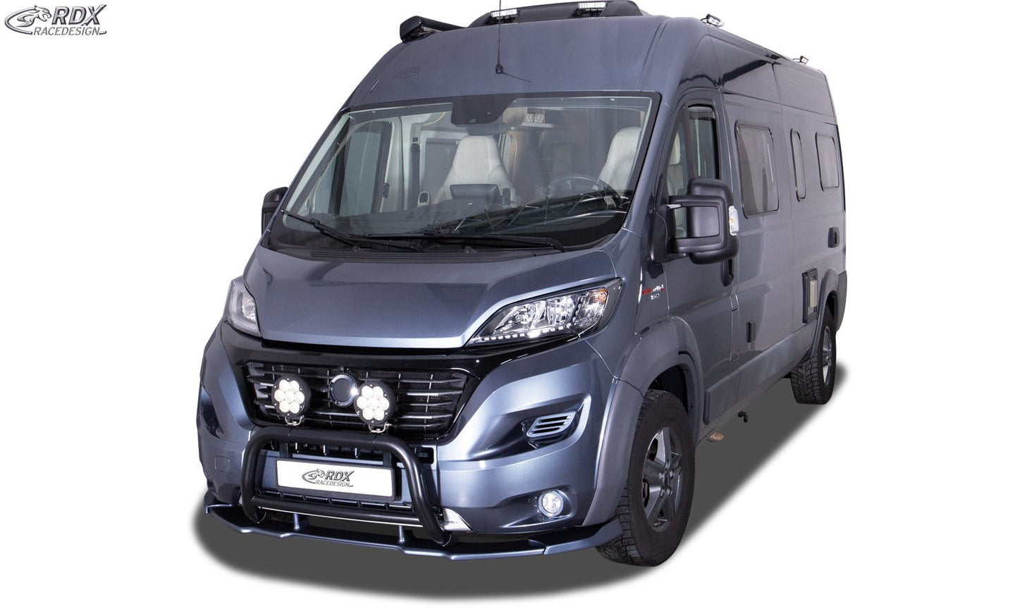 Front Spoiler VARIO-X for FIAT Ducato (2014-2024) & CITROEN Jumper / Relay (2014-2024) & OPEL / VAUXHALL Movano (2021-2024) & PEUGEOT Boxer (2014-2024) & RAM ProMaster (2013-2025) (with wheel arch extensions, eG Heavy / Maxi) Front Lip Splitter - RDX - RDFAVX30151