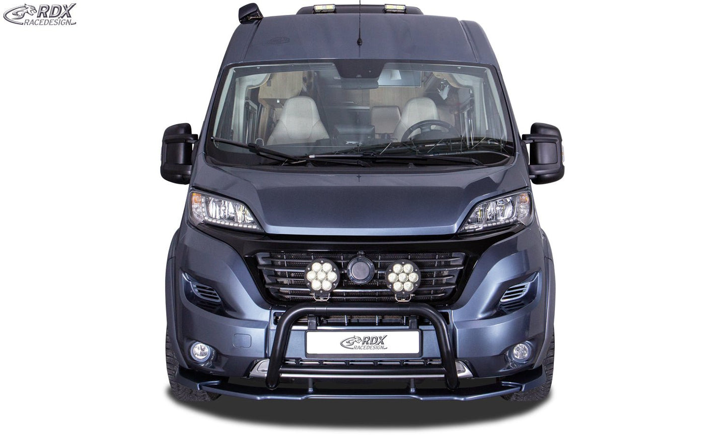 Front Spoiler VARIO-X for FIAT Ducato (2014-2024) & CITROEN Jumper / Relay (2014-2024) & OPEL / VAUXHALL Movano (2021-2024) & PEUGEOT Boxer (2014-2024) & RAM ProMaster (2013-2025) (with wheel arch extensions, eG Heavy / Maxi) Front Lip Splitter - RDX - RDFAVX30151