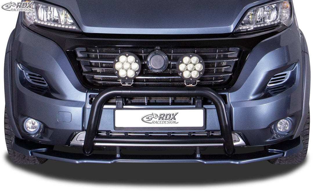 Front Spoiler VARIO-X for FIAT Ducato (2014-2024) & CITROEN Jumper / Relay (2014-2024) & OPEL / VAUXHALL Movano (2021-2024) & PEUGEOT Boxer (2014-2024) & RAM ProMaster (2013-2025) (with wheel arch extensions, eG Heavy / Maxi) Front Lip Splitter - RDX - RDFAVX30151