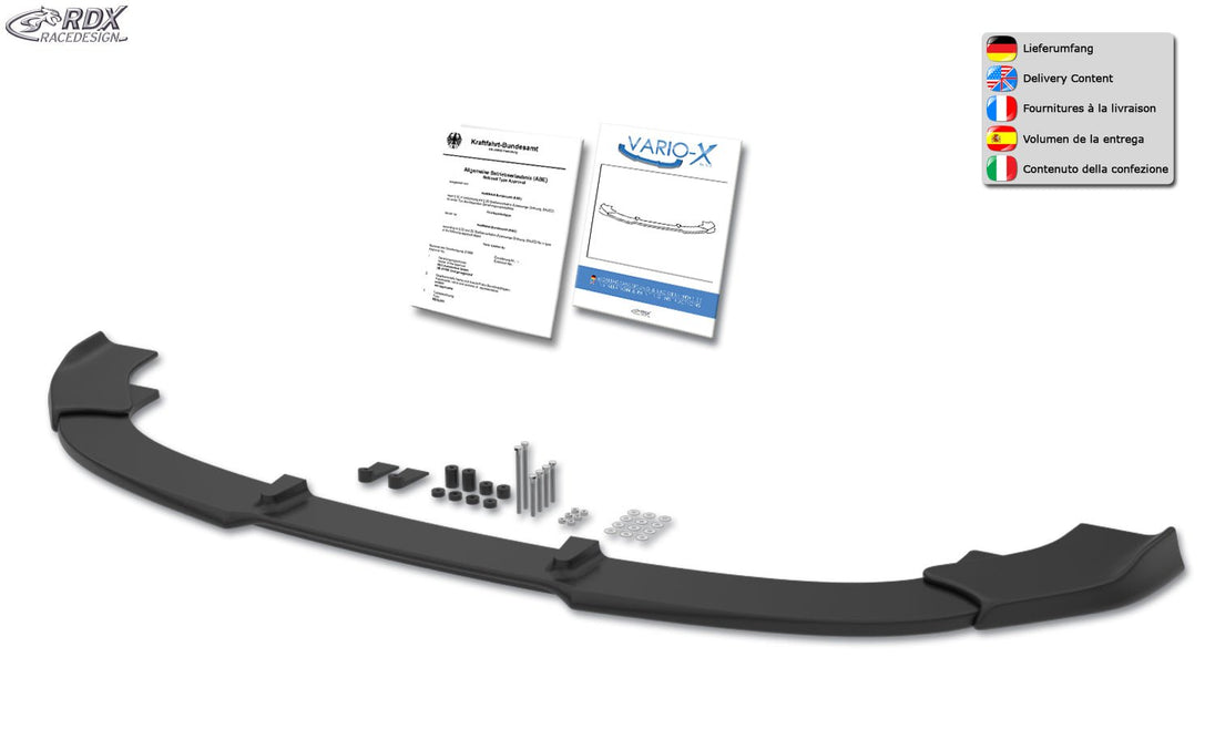 Front Spoiler VARIO-X for FIAT Ducato & CITROEN Jumper / Relay & PEUGEOT Boxer (2006-2014) (with wheel arch extensions, eG Heavy / Maxi) Front Lip Splitter - RDX - RDFAVX30286