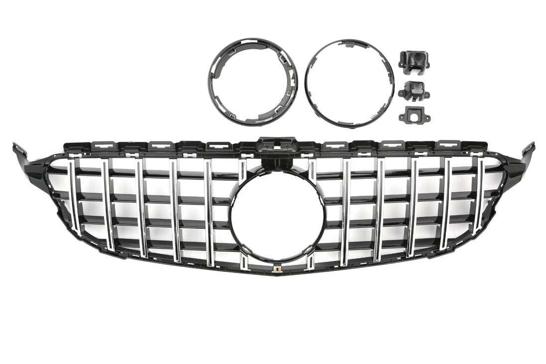 Grille Mercedes C-Class W205 / S205 / A205 / C205 Avantgarde / AMG Line (2014-2021) – Black / Chrome – view 2