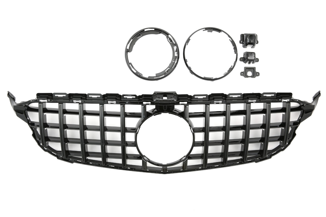 Grille Mercedes C-Class W205 / S205 / A205 / C205 Avantgarde / AMG Line (2014-2021) – Gloss Black – view 3
