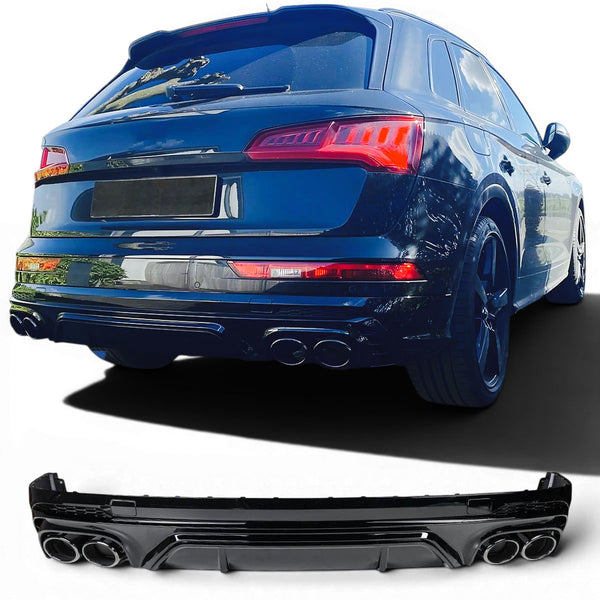 Rear Diffuser + Exhaust Tips Audi Q5 FY S line / SQ5 Pre-Facelift (2017-2021) - GCP 2x2 Gloss Black