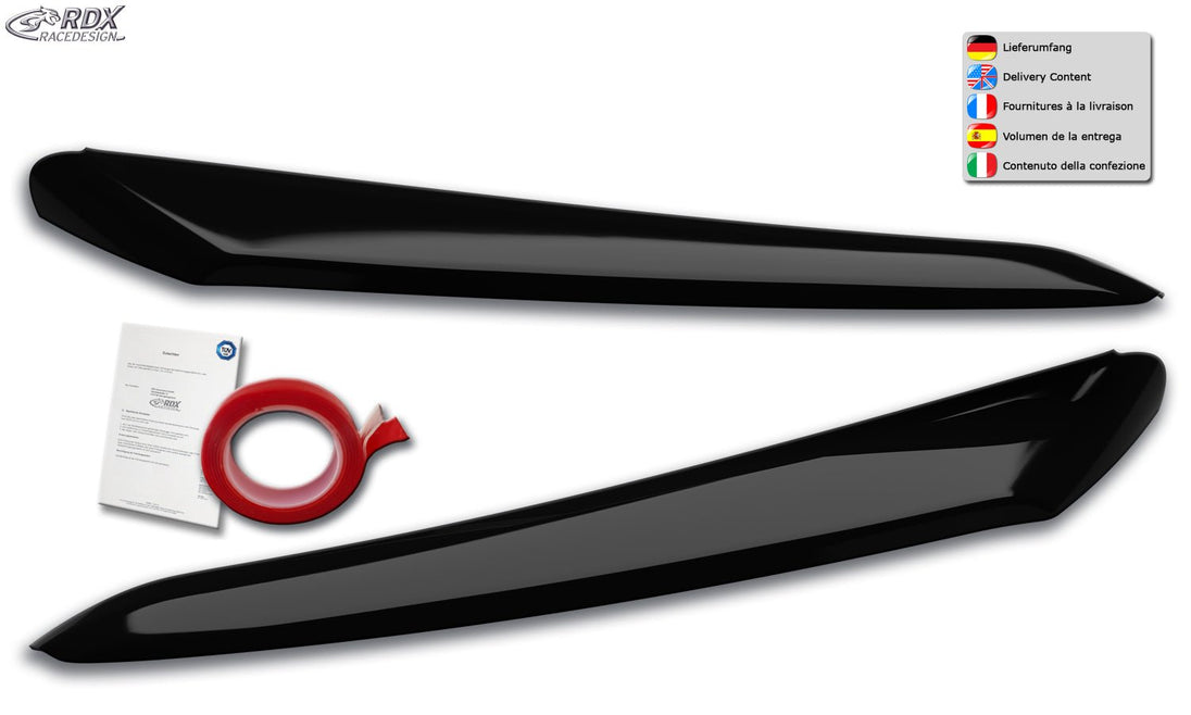 Headlight Covers for FIAT Ducato (2014+) & CITROEN Jumper / Relay (2014+) & OPEL / VAUXHALL Movano (2021+) & PEUGEOT Boxer (2014+) & TOYOTA ProAce Max (2024+) & IVECO eSuperJolly (2026+) & RAM ProMaster (2013+) black highgloss Light Brows - RDX - RDX - RDSB164-GZD