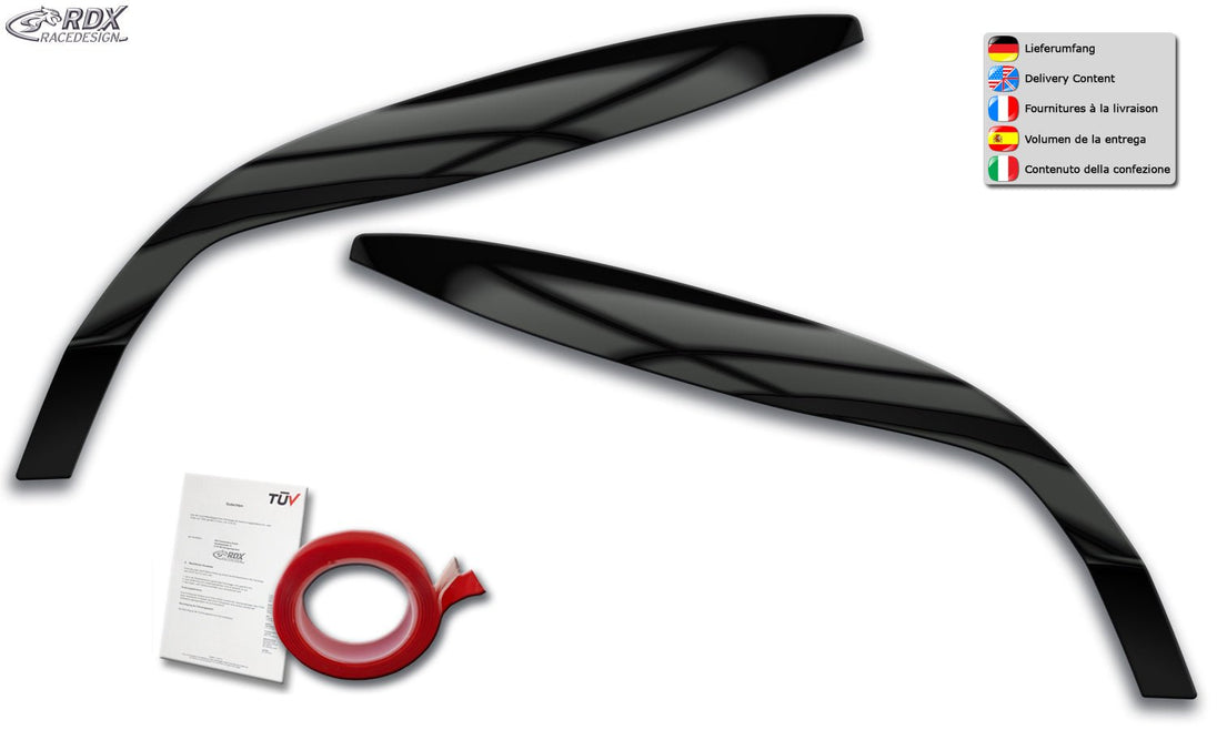 Headlight Covers for RENAULT Megane 3 2008-2013 black highgloss - RDX - Headlight Covers - RDX - RDSB128-GZD