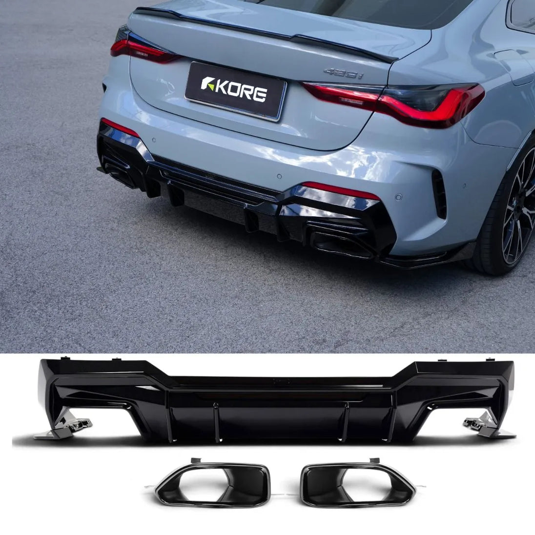 Rear Diffuser + Exhaust Tips BMW 4 Series G22 M Sport (2020-2026)