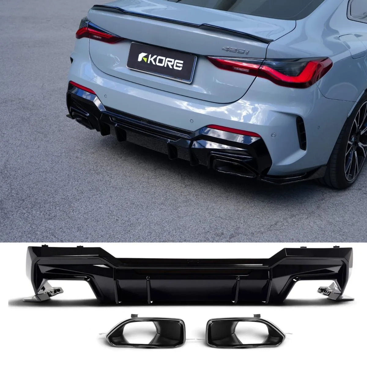 Rear Diffuser + Exhaust Tips BMW 4 Series G22 M Sport (2020-2026)