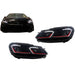 LED Headlights for VW Golf 6 VI 2008–2013 – (G7.5 GTI Look), Red Sequential Indicators - Headlights - Kitt - HLVWG6FR