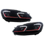 LED Headlights for VW Golf 6 VI 2008–2013 – (G7.5 GTI Look), Red Sequential Indicators - Headlights - Kitt - HLVWG6FR