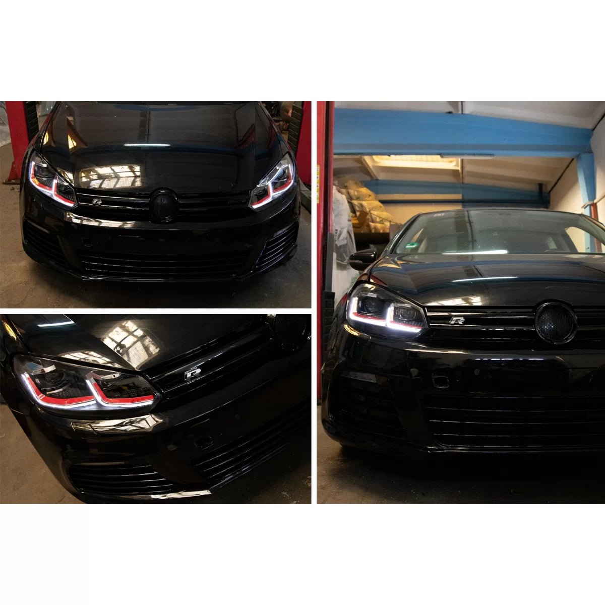 LED Headlights for VW Golf 6 VI 2008–2013 – (G7.5 GTI Look), Red Sequential Indicators - Headlights - Kitt - HLVWG6FR