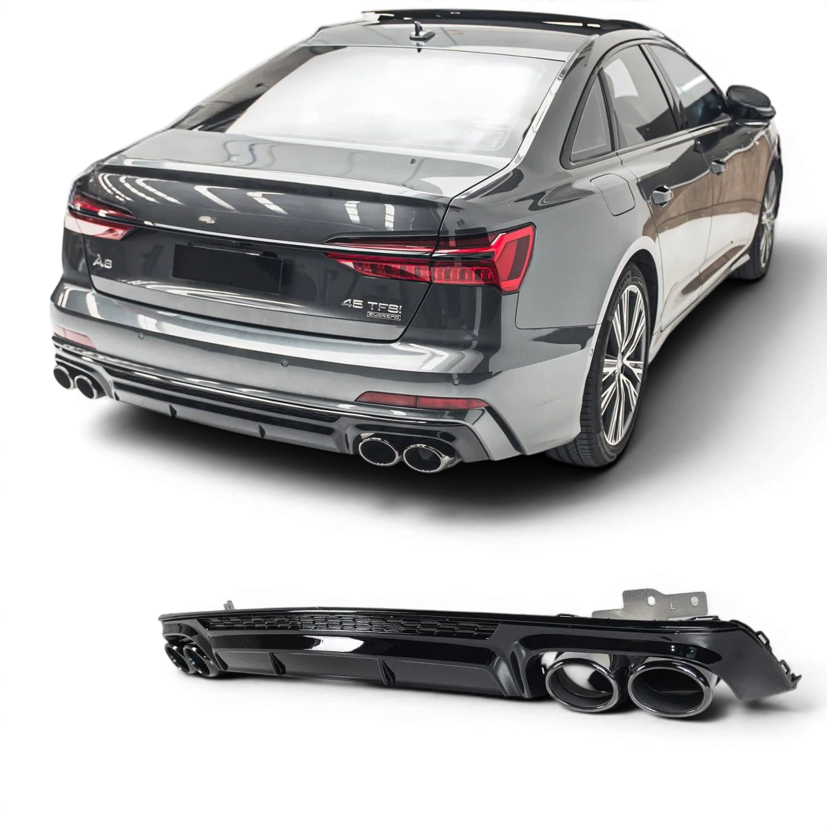 Rear Diffuser + Exhaust Tips Audi A6 C8 (2019-2024)