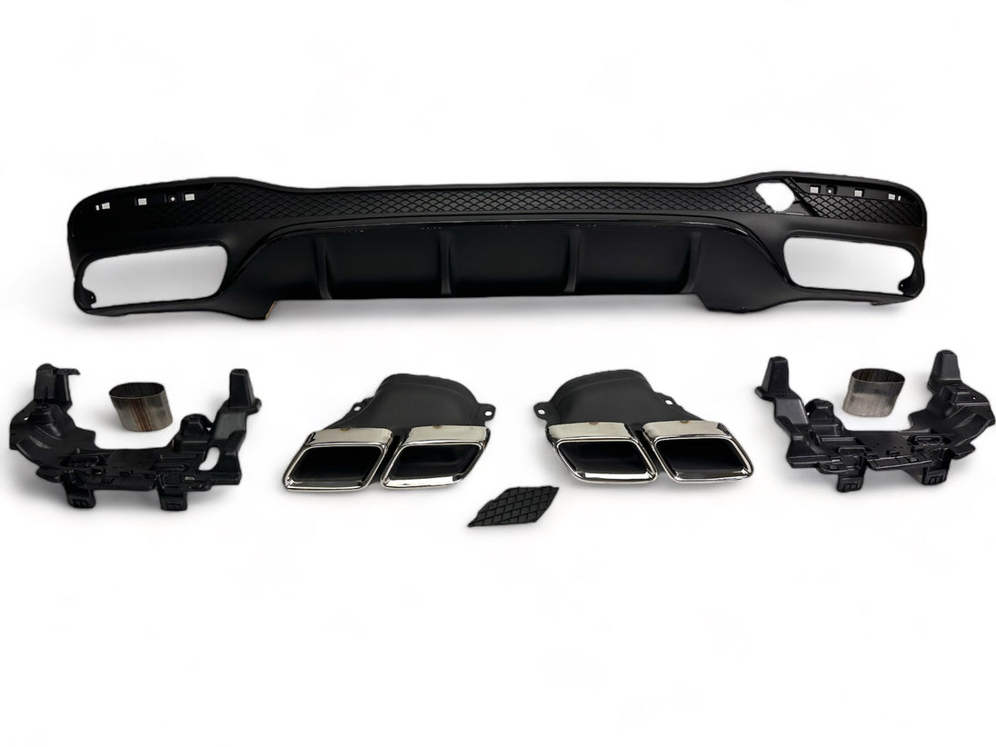 Rear Diffuser + Exhaust Tips Mercedes GLE W166 AMG Line (2015-2019) – Black / Chrome – view 2