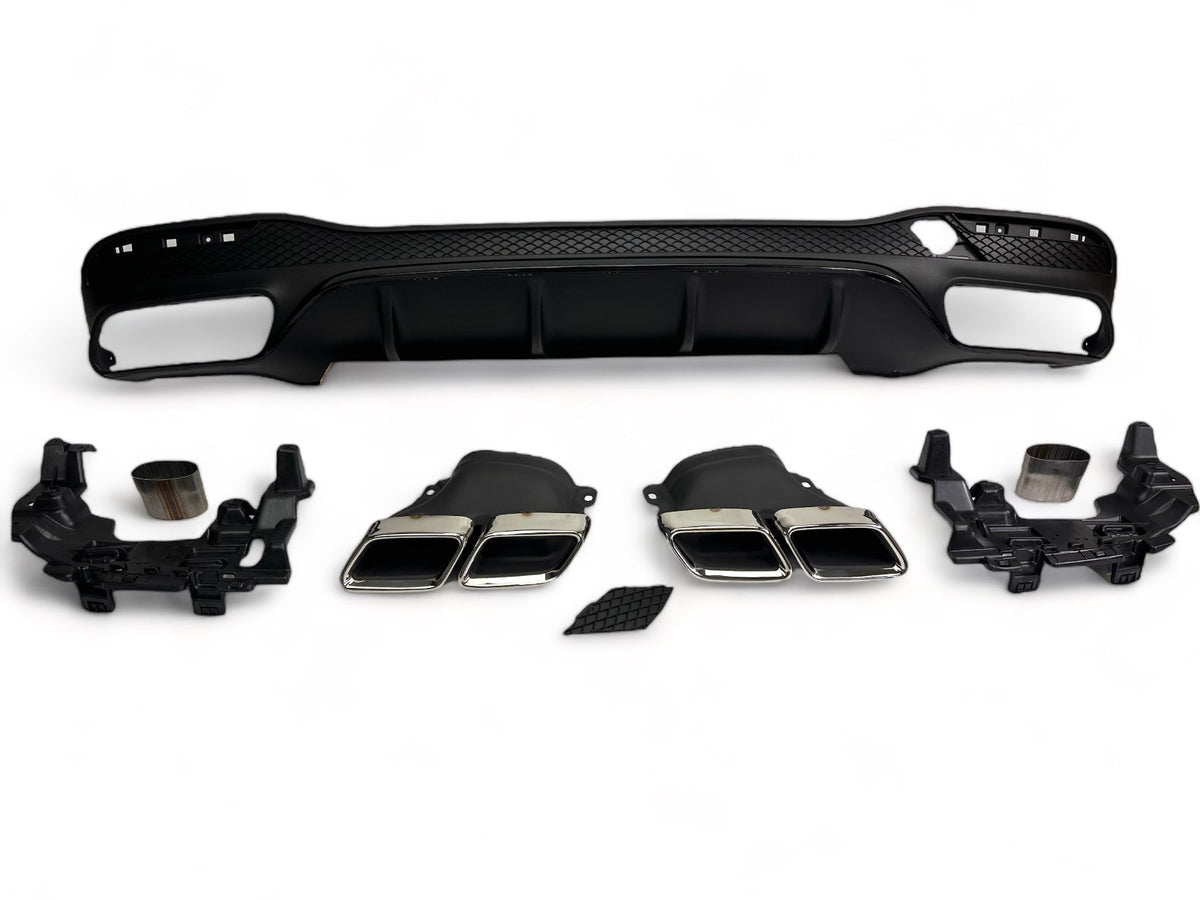 Rear Diffuser + Exhaust Tips Mercedes GLE W166 AMG Line (2015-2019) – Black / Chrome – view 2