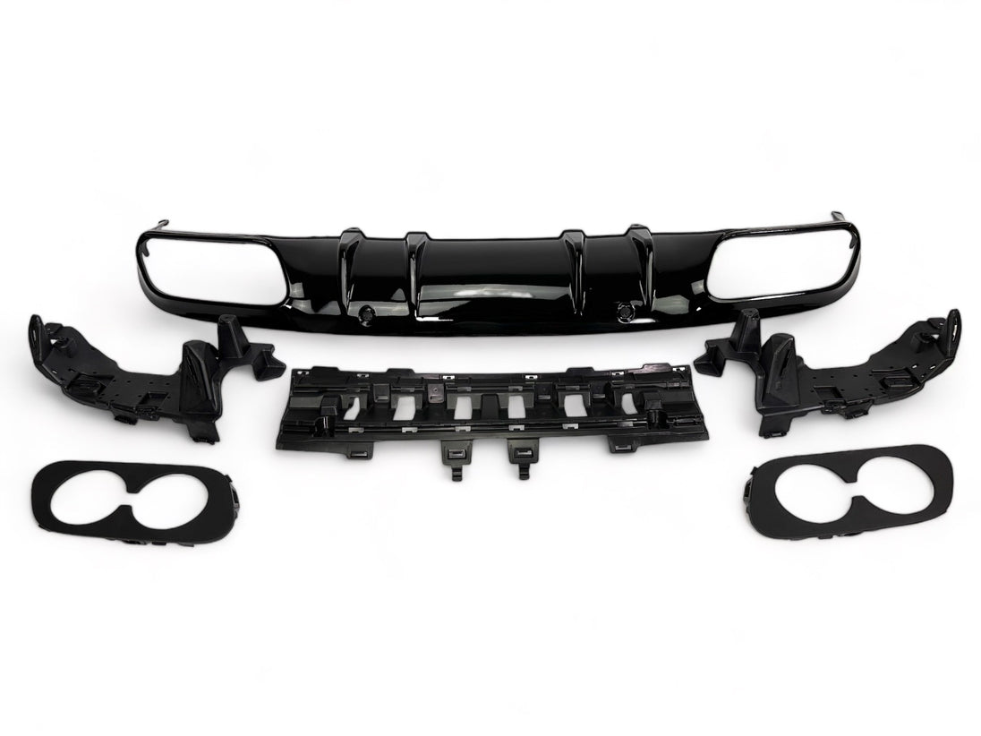 Rear Diffuser + Exhaust Tips Mercedes C-Class C205 / A205 AMG Line (2014-2021) – Gloss Black – view 2