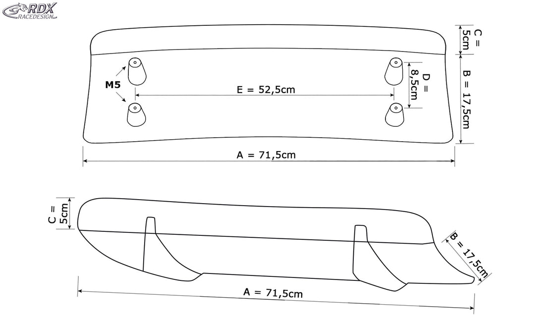 Rear Diffusor U-Diff XL for SKODA Superb 3 3V 2015+ - RDX - Rear Diffuser Universal - RDX - RDHAD4-001