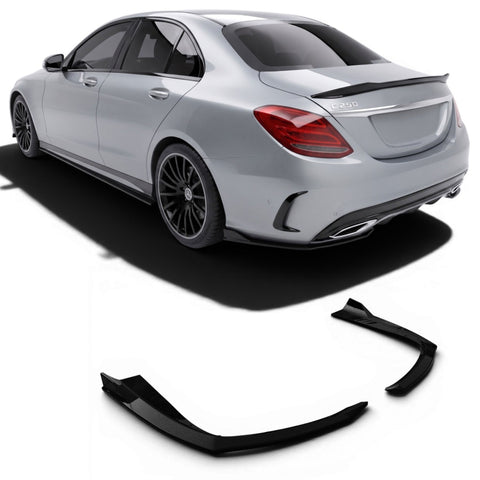 Rear Side Splitters Mercedes C-Class W205 AMG Line Pre-Facelift (2014-2018) - APEX Gloss Black