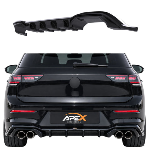 Difusor Traseiro Volkswagen Golf 8 R-Line (2020-2024) - APEX Preto Brilhante