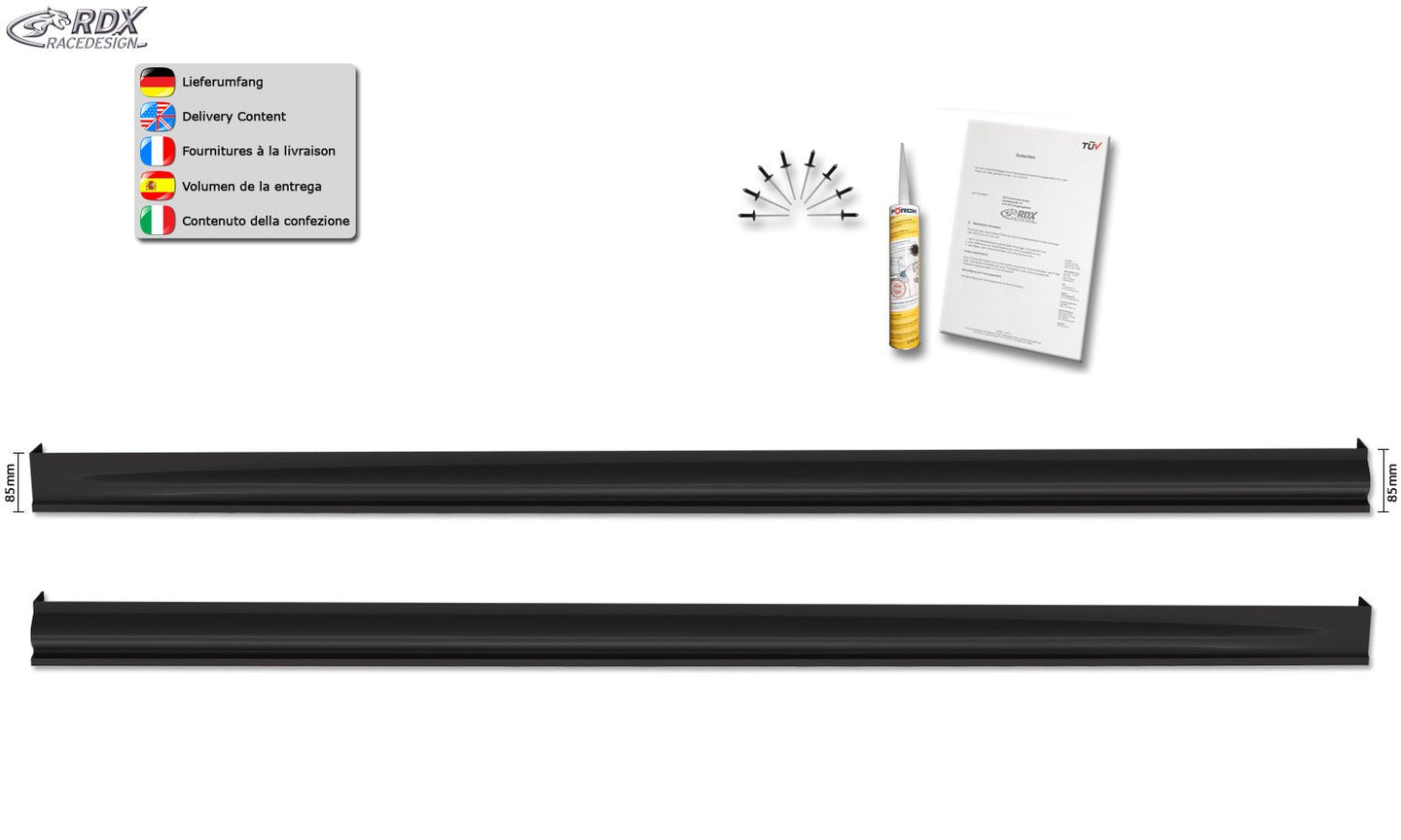 Sideskirts for AUDI A3 8V, 8VA Sportback, 8VS Sedan "Edition" - RDX - Sideskirts - RDX - RDSL484