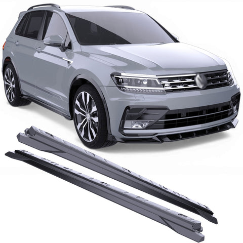 Embaladeiras (saias laterais) Volkswagen Tiguan MK2 R-Line (2015-2020) - APEX V2 Preto Brilhante